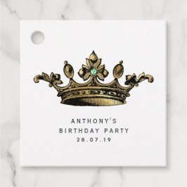 Teal och guld Vintage Crown Aquamarin Ädelsten Gåvor Etiketter