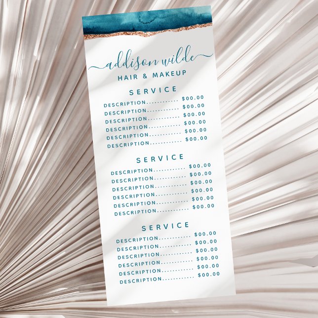 Teal Och Guld Watercolor Rack Card Reklamkort (Skapare uppladdad)