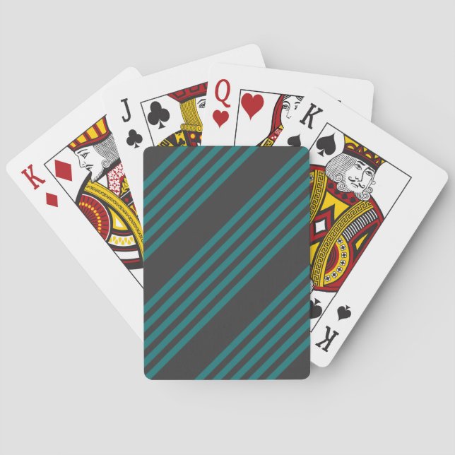 Teal och kol fem rand mönster casinokort (Baksidan)