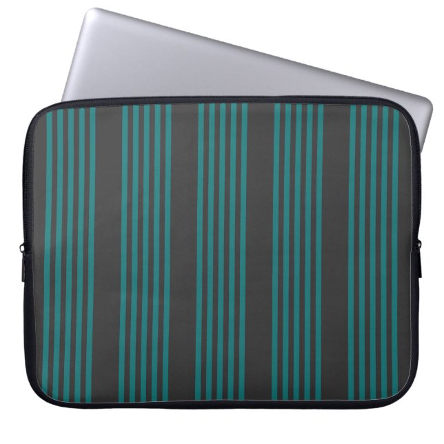 Teal och kol fem rand mönster laptop fodral (Framsidan)