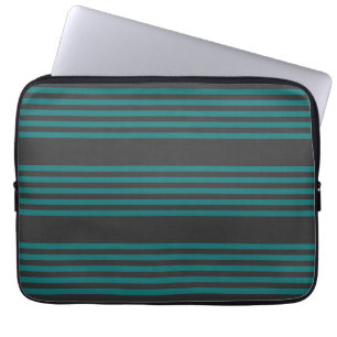 Teal och kol fem rand mönster laptop fodral