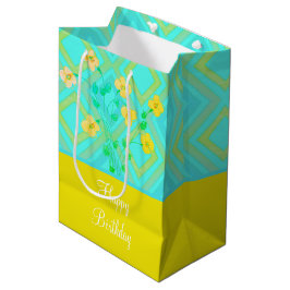 Teal och Lemon Lime Birthday Gift Tote Bag