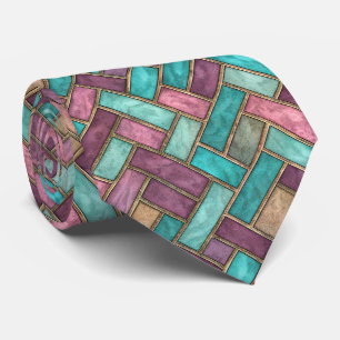 Teal och Mauve Fiskbensmönstrad Kakel - Tegel Slips
