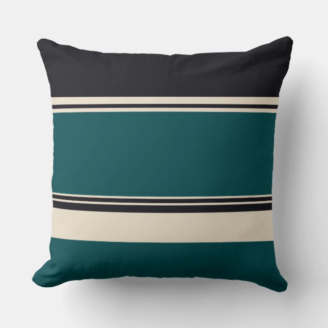 Teal och Onyx Rand Kudde (Framsida)