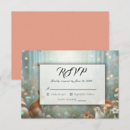 Teal och Peach Enchanted Forest Bröllop OSA Kort