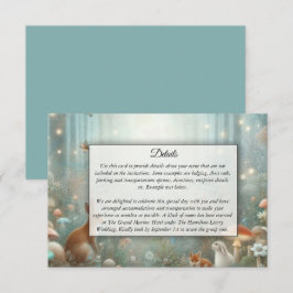 Teal och Peach Enchanted Forest Bröllop Tilläggskort