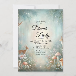 Teal och Peach Enchanted Forest Restaurang Middag Inbjudningar