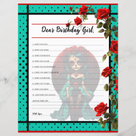 Teal och röda rosor Socker Skalle Kära Födelsedags