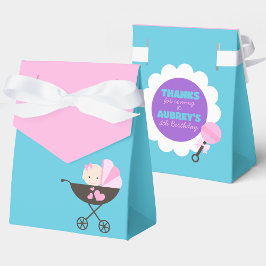 Teal och Rosa Baby Doll Treat Gift Favor Boxes Presentaskar