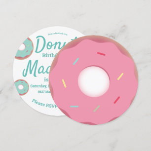 Teal och Rosa Donut Strössel Mix Rund Inbjudningar