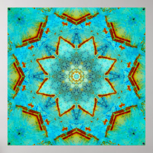 Teal och Rust Mandala Poster