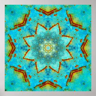 Teal och Rust Mandala Poster