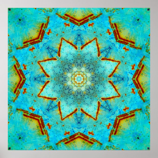 Teal och Rust Mandala Poster (Framsidan)