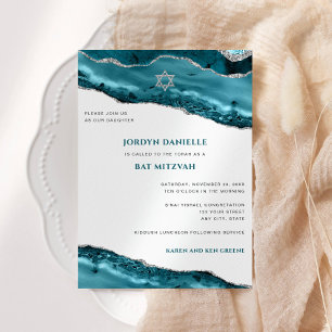 Teal och Silver Agate Gräns, Pub Mitzvah Inbjudningar