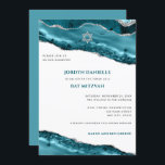 Teal och Silver Agate Gräns, Pub Mitzvah Inbjudningar<br><div class="desc">Den här moderna designen har en vacker teal och silver glitter agate gräns och anpassningsbarna på framsidan och baksidan om det behövs. Använda mallformuläret för att lägga till texten. Med de avancerade redigeringsmenyerna,  som du kommer åt genom att välja "anpassa ytterligare",  kan du ändra typsnitt,  färg och layout.</div>