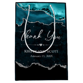 Teal och Silver Faux Glitter Agate Bröllop