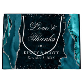 Teal och Silver Glitter Agate Bröllop