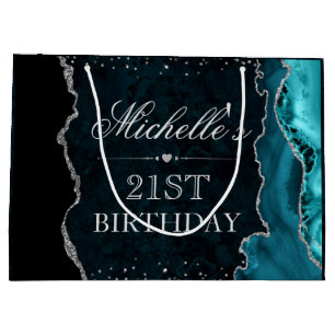 Teal och Silver Glitter Agate Födelsedag