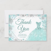 Teal och Silver Snowflake Winter Mis XV Anos