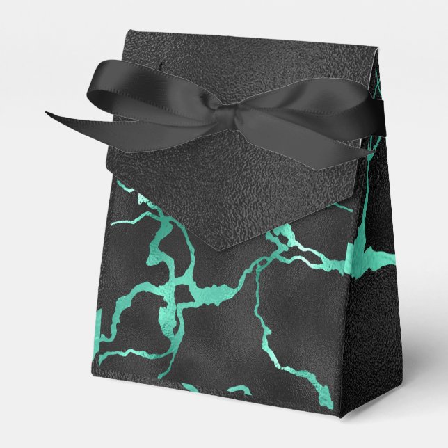 Teal och svart marmorerat utseende presentaskar (Framsidan Sidan)