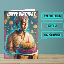 Teal och Tan Buddha Birthday Kort