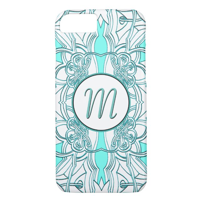 Teal och turkos Monogrammed Case-Mate iPhone Skal (Baksida)