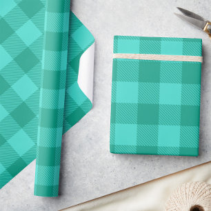 Teal och turkos rutig design presentpapper