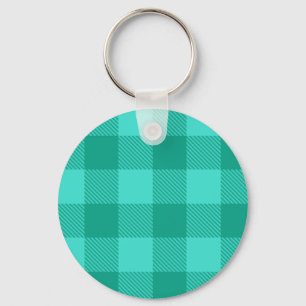 Teal och turkos rutig plaggdesign nyckelring