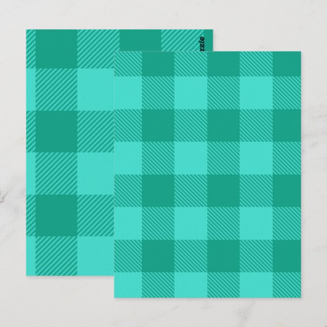 Teal och turkos rutig plaggdesign  vykort (Fram/baksida)