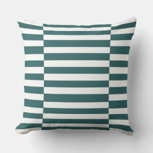 Teal och Vit förstorad tjockt Linjer Kudde