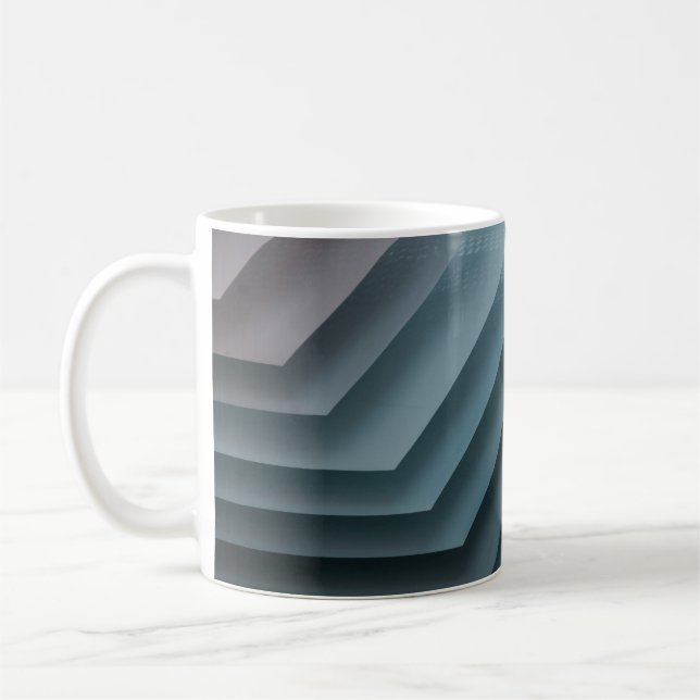 Teal och white digital tapet kaffemugg (Vänster)