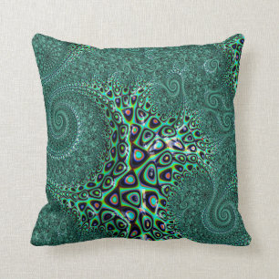 Teal Octopus Tentacles Steampunk Stil Fractal Art Kudde