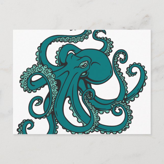 Teal Octopus Vykort (Framsida)