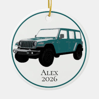Teal Off-Road nyttofordon 7 fack grill Julgransprydnad Keramik