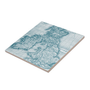 Teal Old World Antique Karta Tile and Trivet Kakelplatta