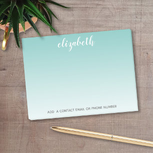 Teal Ombre Anpassningsbar Handskriftlig Namn CAN E Post-it Block
