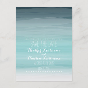 Teal Ombré Beach Wedding datum Meddelande Vykort