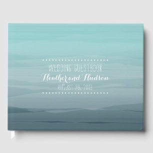 Teal Ombre Bröllop Guestbook Gästböcker