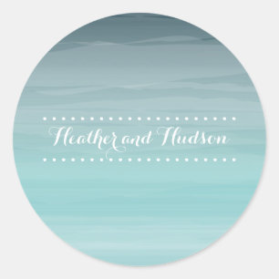 Teal Ombré Bröllop Sticker Runt Klistermärke