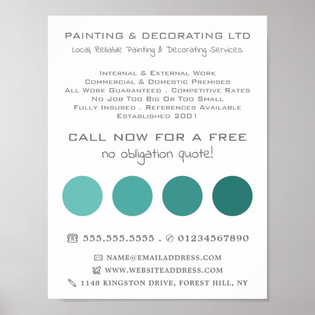 Teal Ombre Circles, Painter & Decorator Poster (Framsidan)