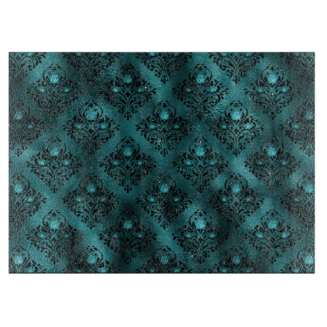 Teal Ombre Glam Glitter Damask Pattern (Framsidan)
