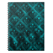 Teal Ombre Glam Glitter Damask Pattern