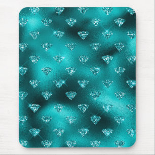 Teal Ombre Glam Glitter Diamanter Mönster Musmatta