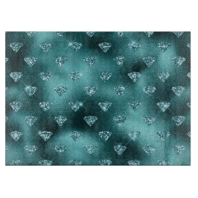 Teal Ombre Glam Glitter Diamonds Mönster (Framsidan)