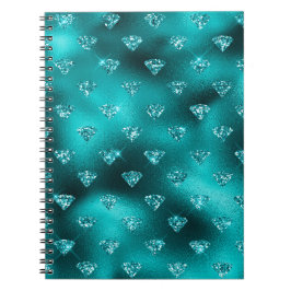 Teal Ombre Glam Glitter Diamonds Mönster Anteckningsbok