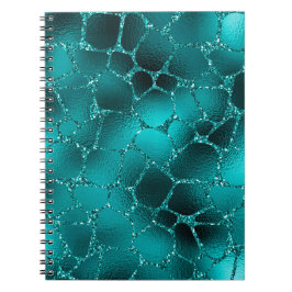 Teal Ombre Glam Glitter Giraffe Spots Mönster Anteckningsbok