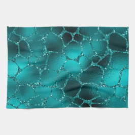 Teal Ombre Glam Glitter Giraffe Spots Mönster Kökshandduk