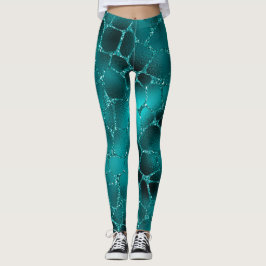 Teal Ombre Glam Glitter Giraffe Spots Mönster Leggings