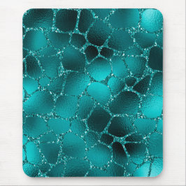 Teal Ombre Glam Glitter Giraffe Spots Mönster Musmatta