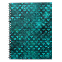 Teal Ombre Glam Glitter Hearts Mönster